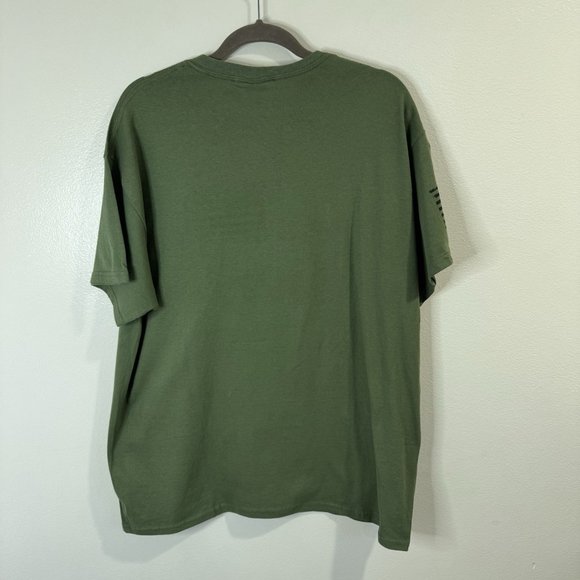 Gildan Heavy Cotton T-shirt XL Love of Country American Flag Patriotic Green - Picture 4 of 7